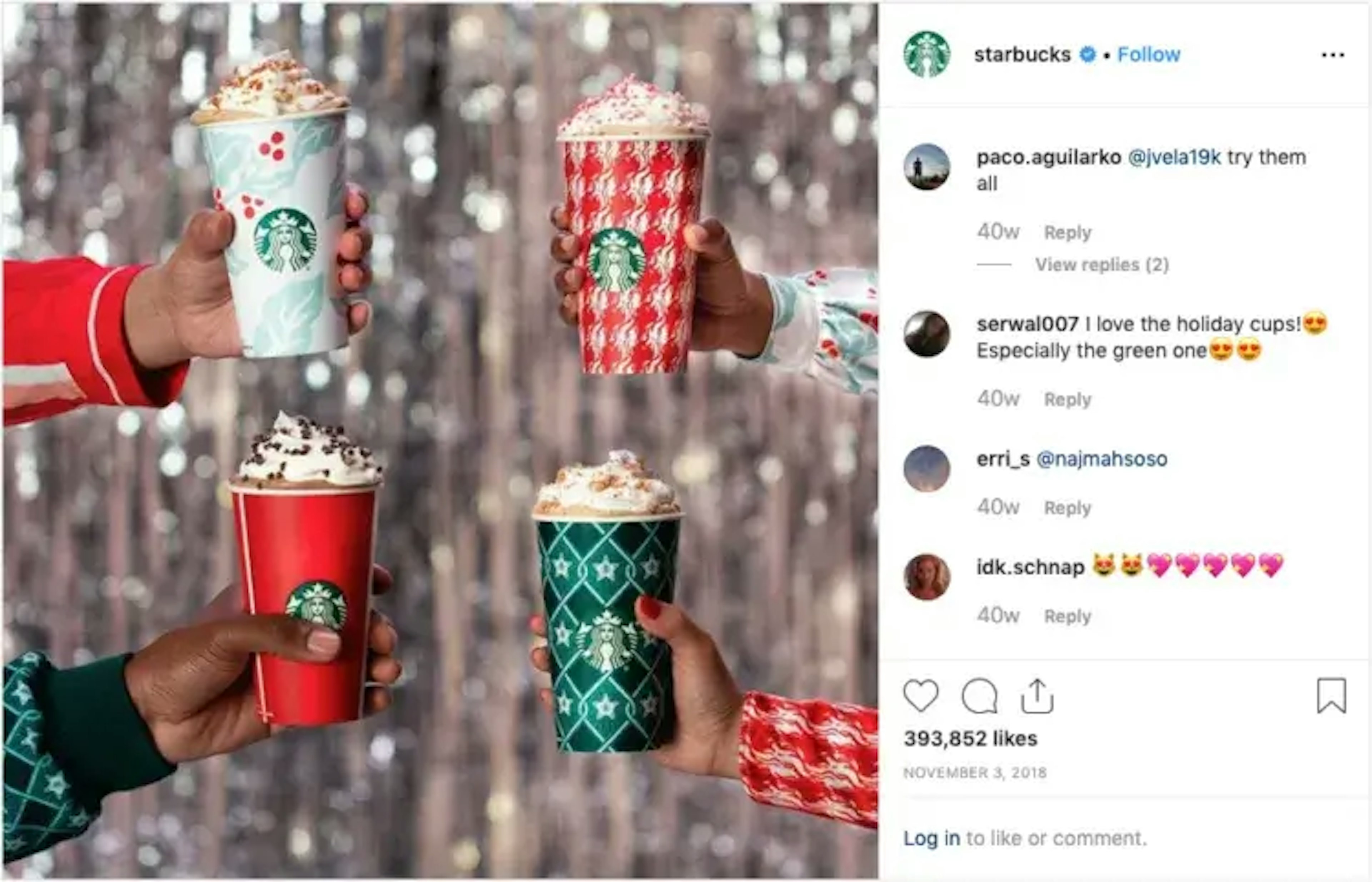 Many viral posts are tied to holidays, like Starbucks’ viral red cup campaigns.