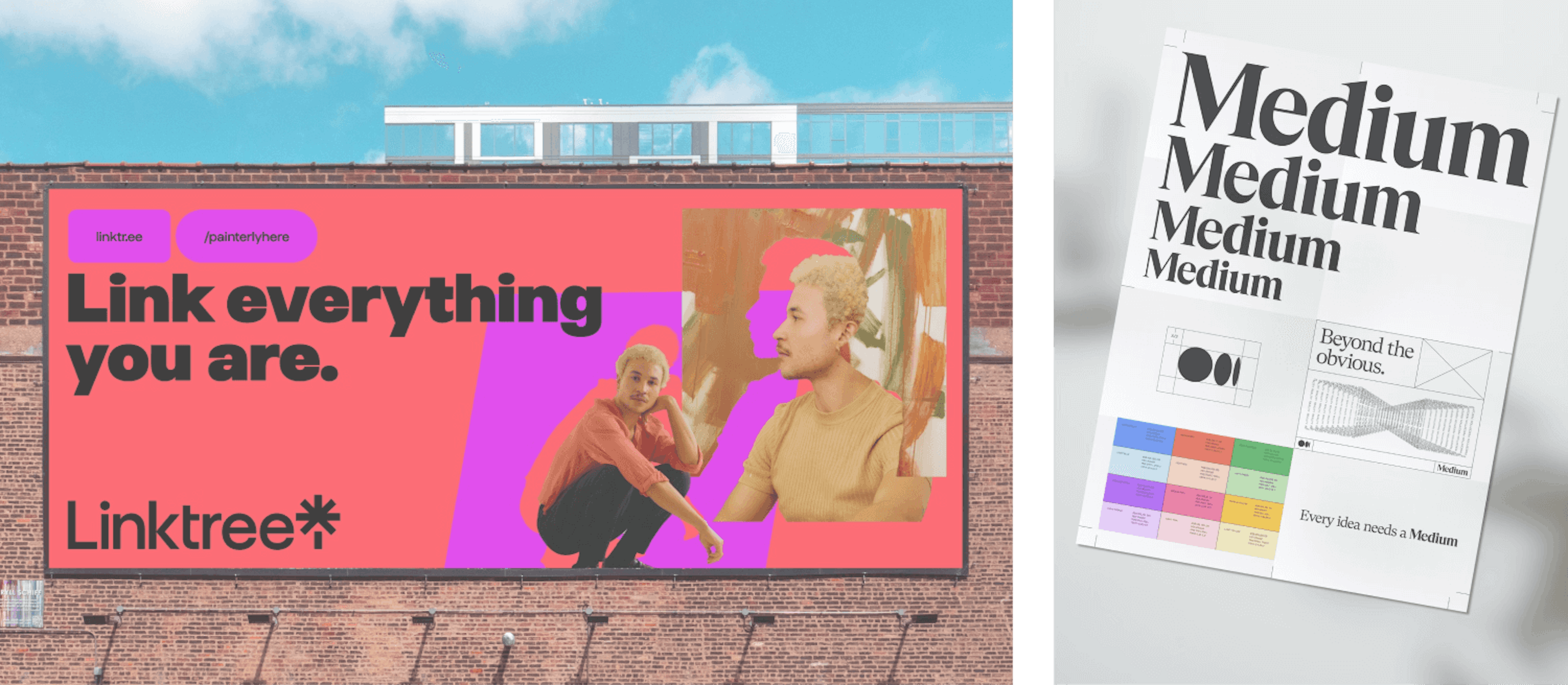 Graphics by Linktree and Medium.