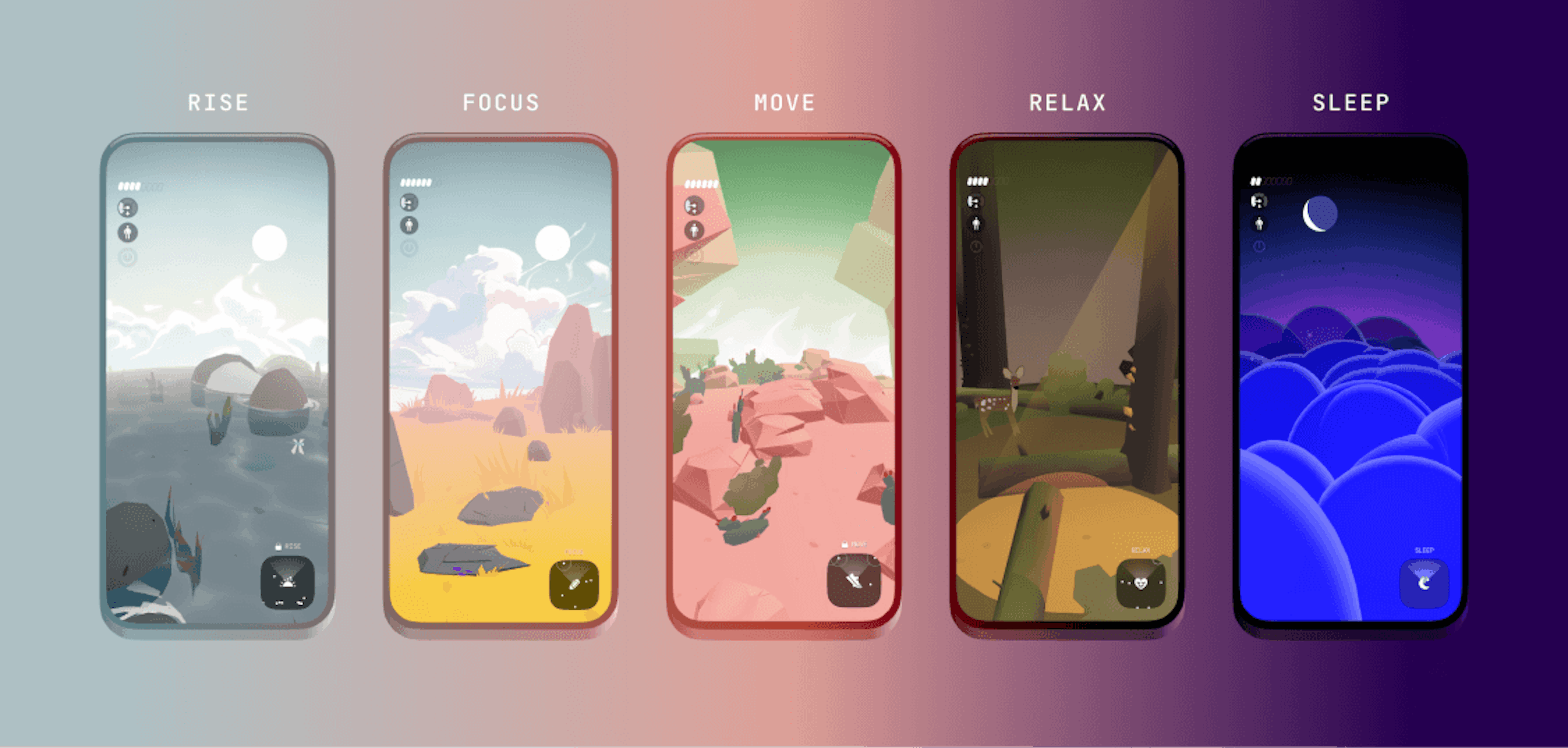 Screenshots from Vibes, a music app that helps you to reclaim your focus.