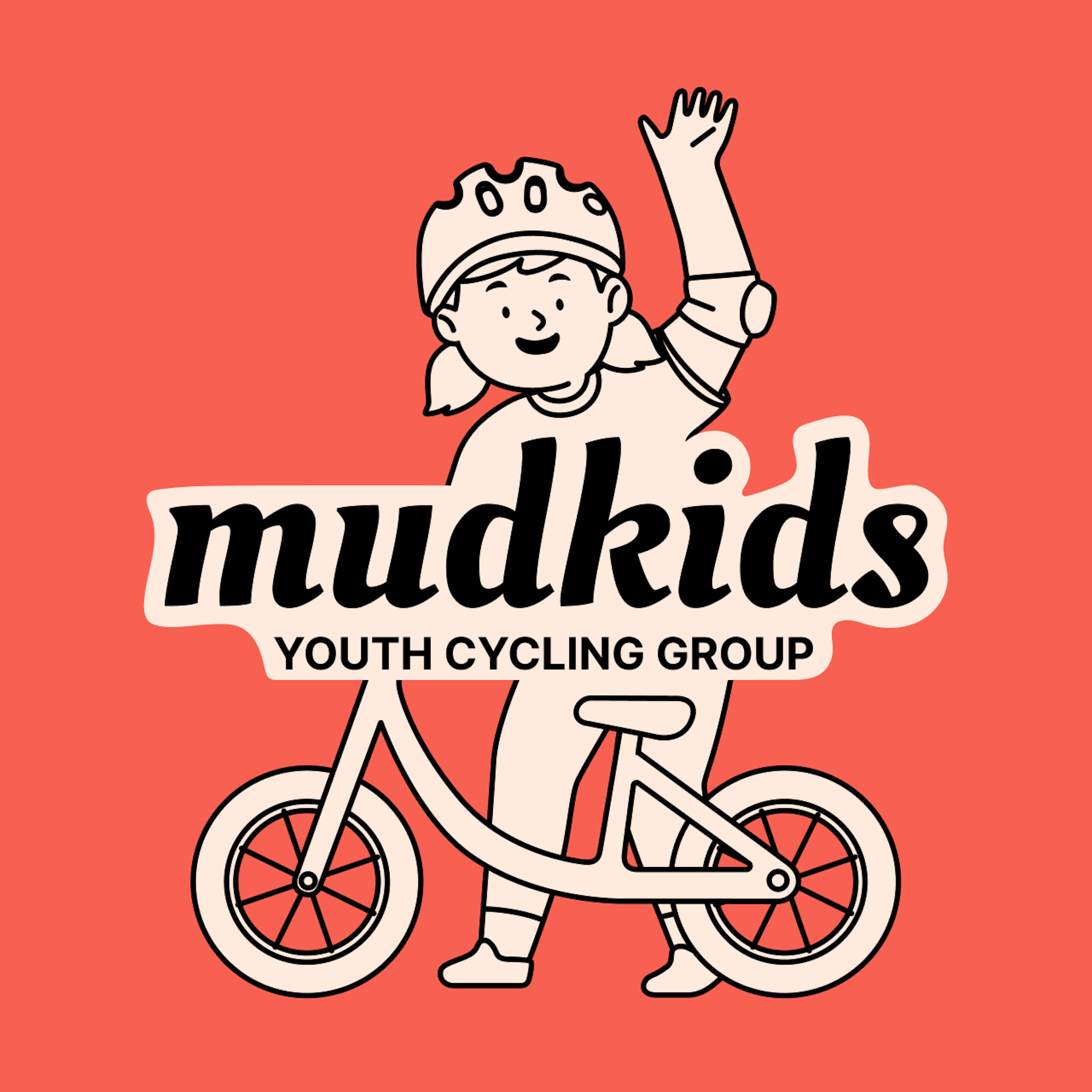 The "Mudkids" design, using linear illustrations in our Friendly style.