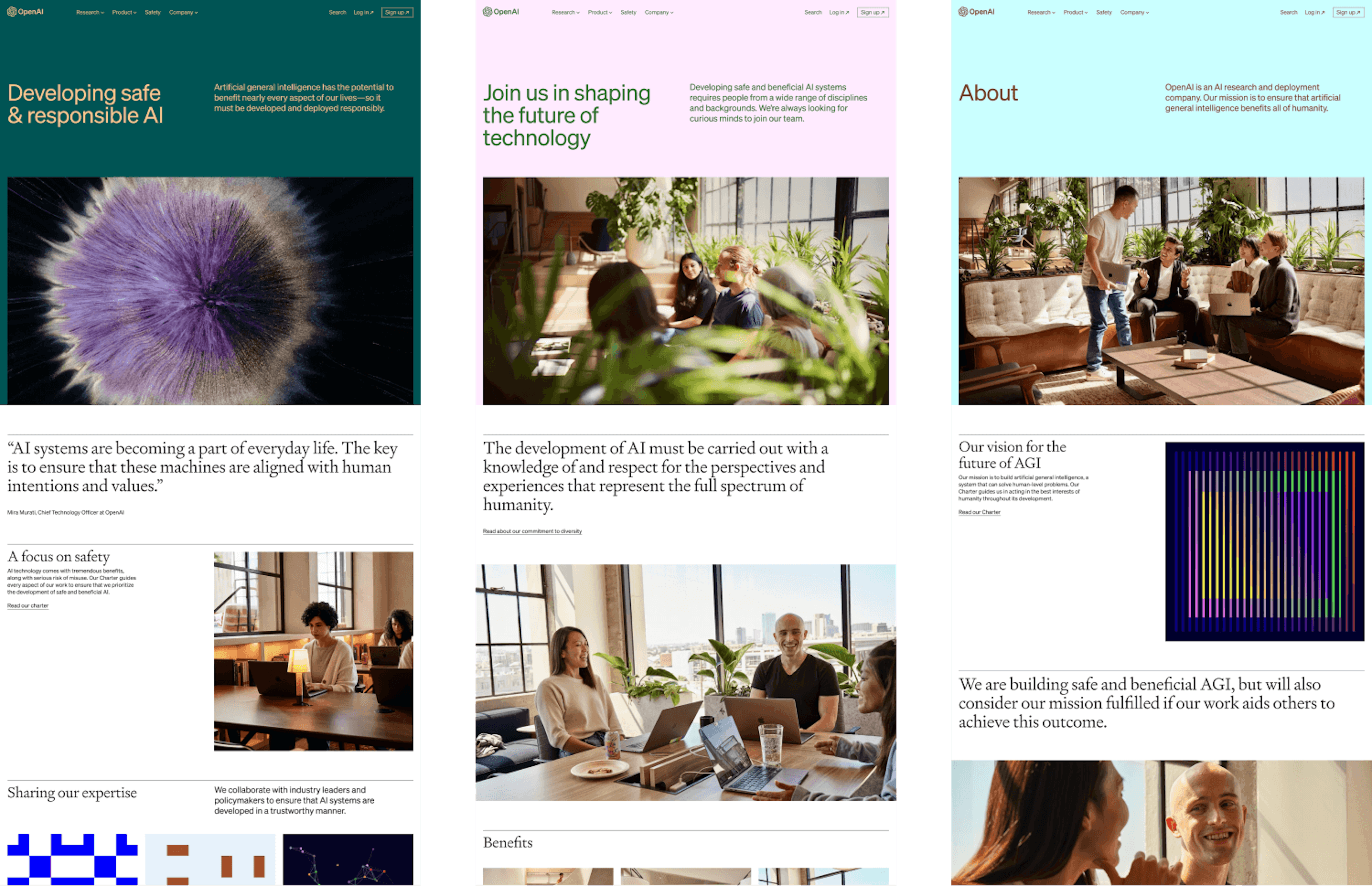 A snapshot of Open AI's website visuals