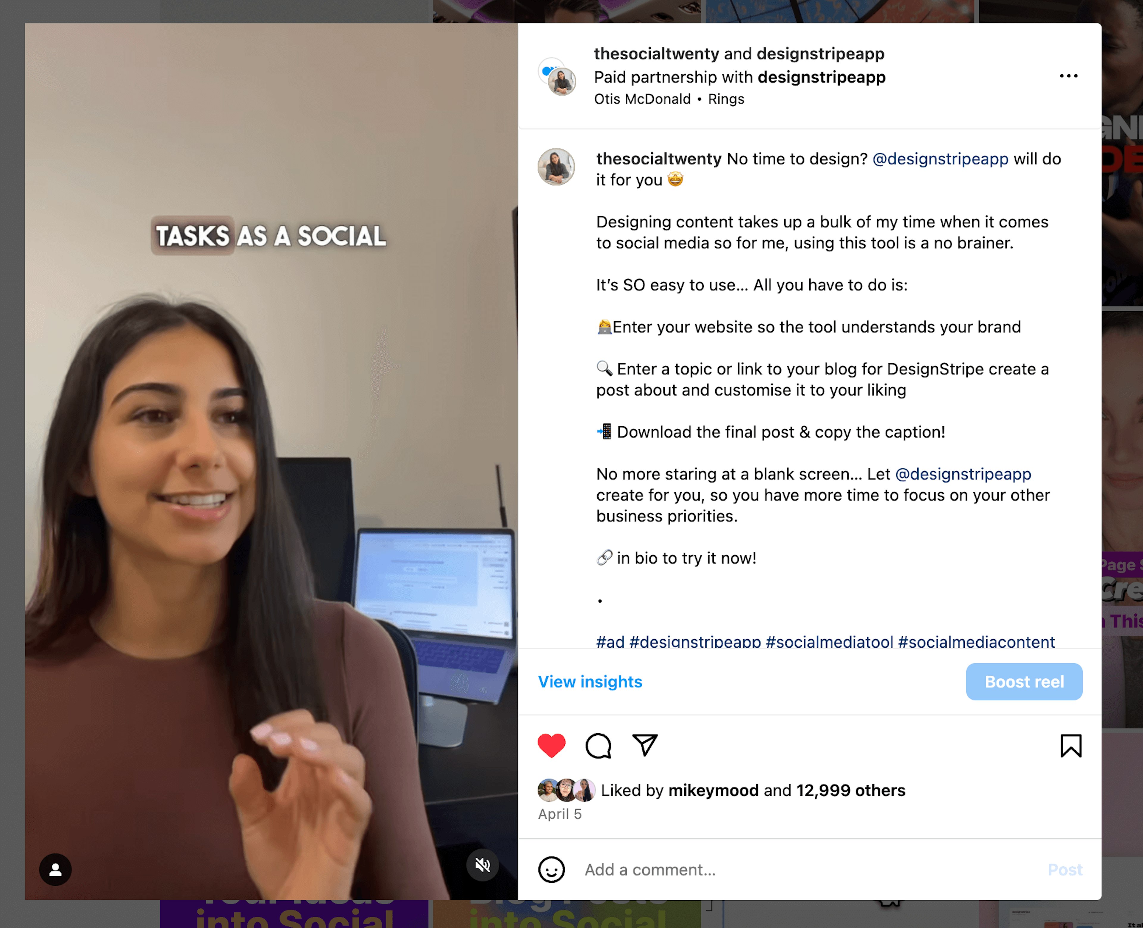 This data highlights the success of thesocialtwenty's Reel, an Instagram Manager & Coach - in generating significant reach, engagement, and positive interaction.
