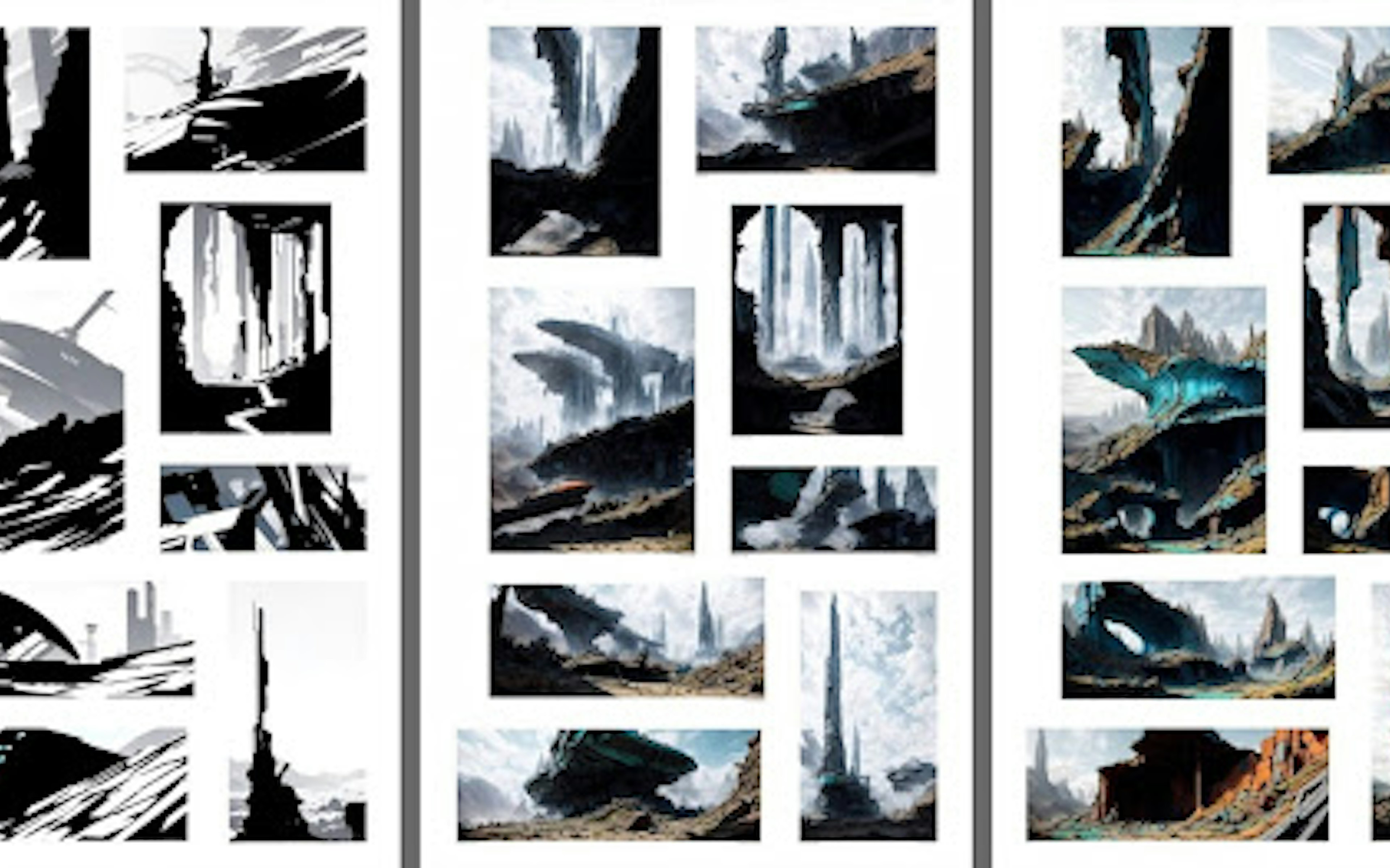 Multiple AI-generated versions of an illustration created by Gary Hanna.