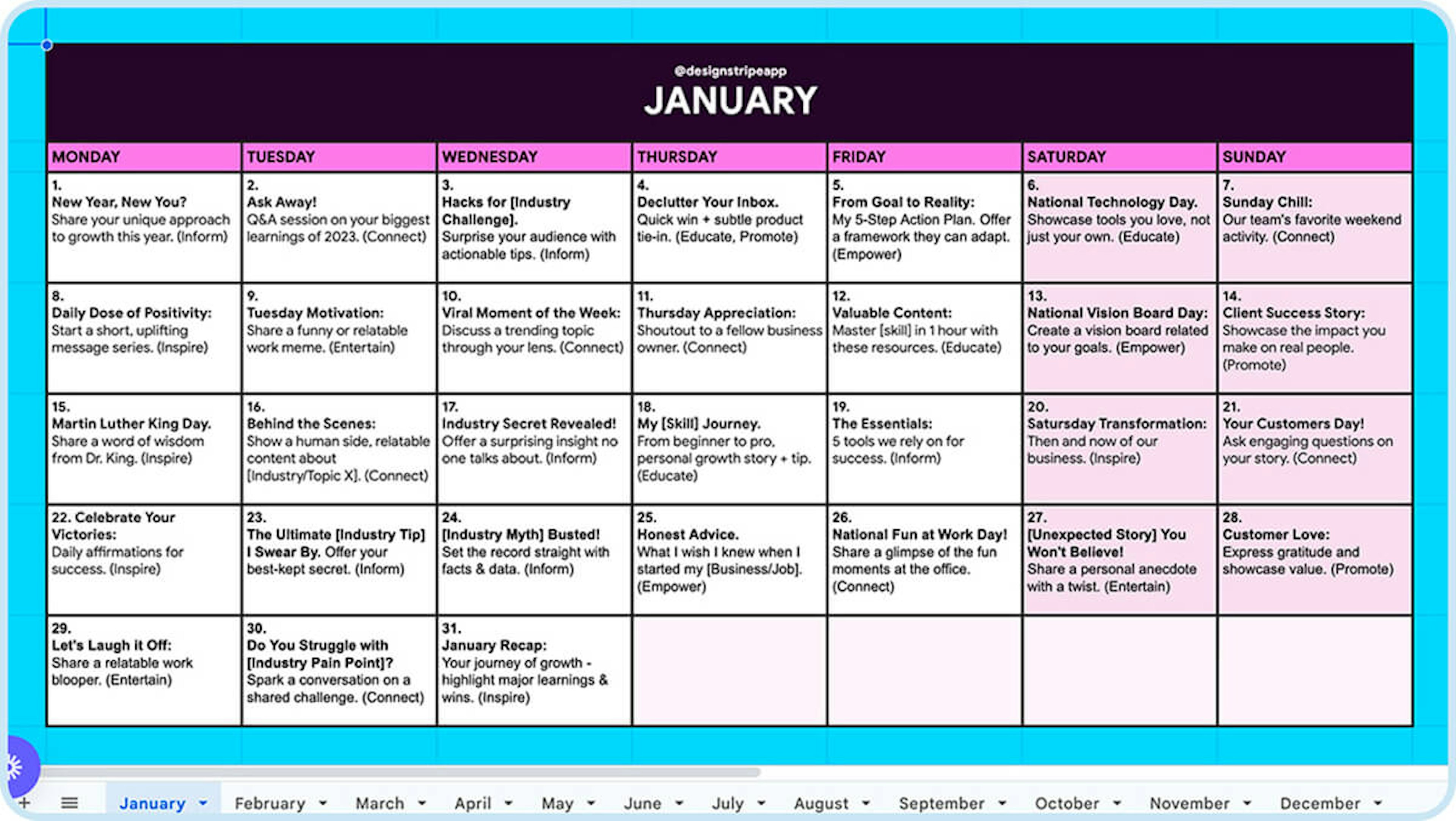 Get ready to plan your social media content for 2024 with our comprehensive 366-day post calendar.