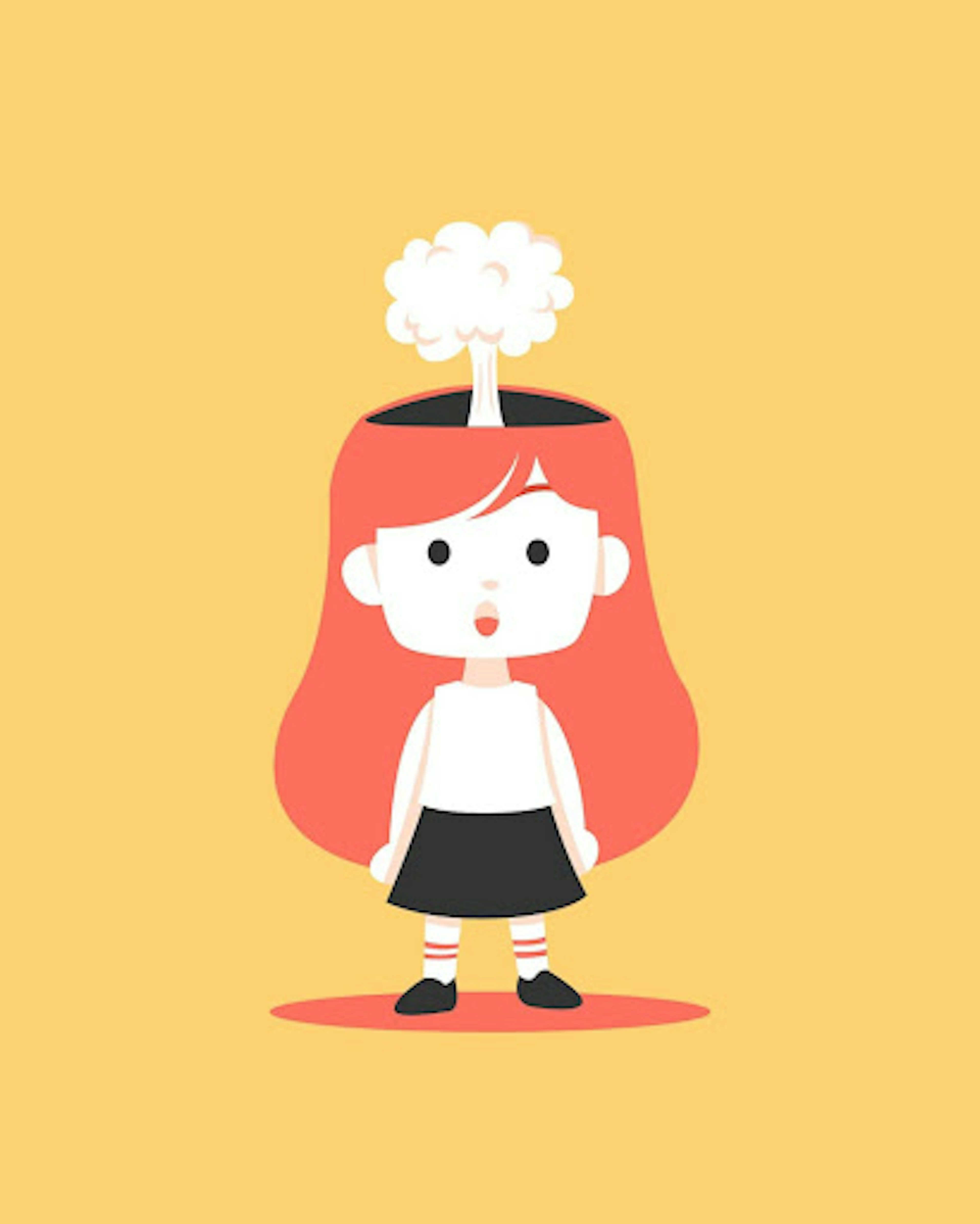 Cartoon red-haired girl with head exploding in surprise. Image by Alvaro Montoro via Unsplash