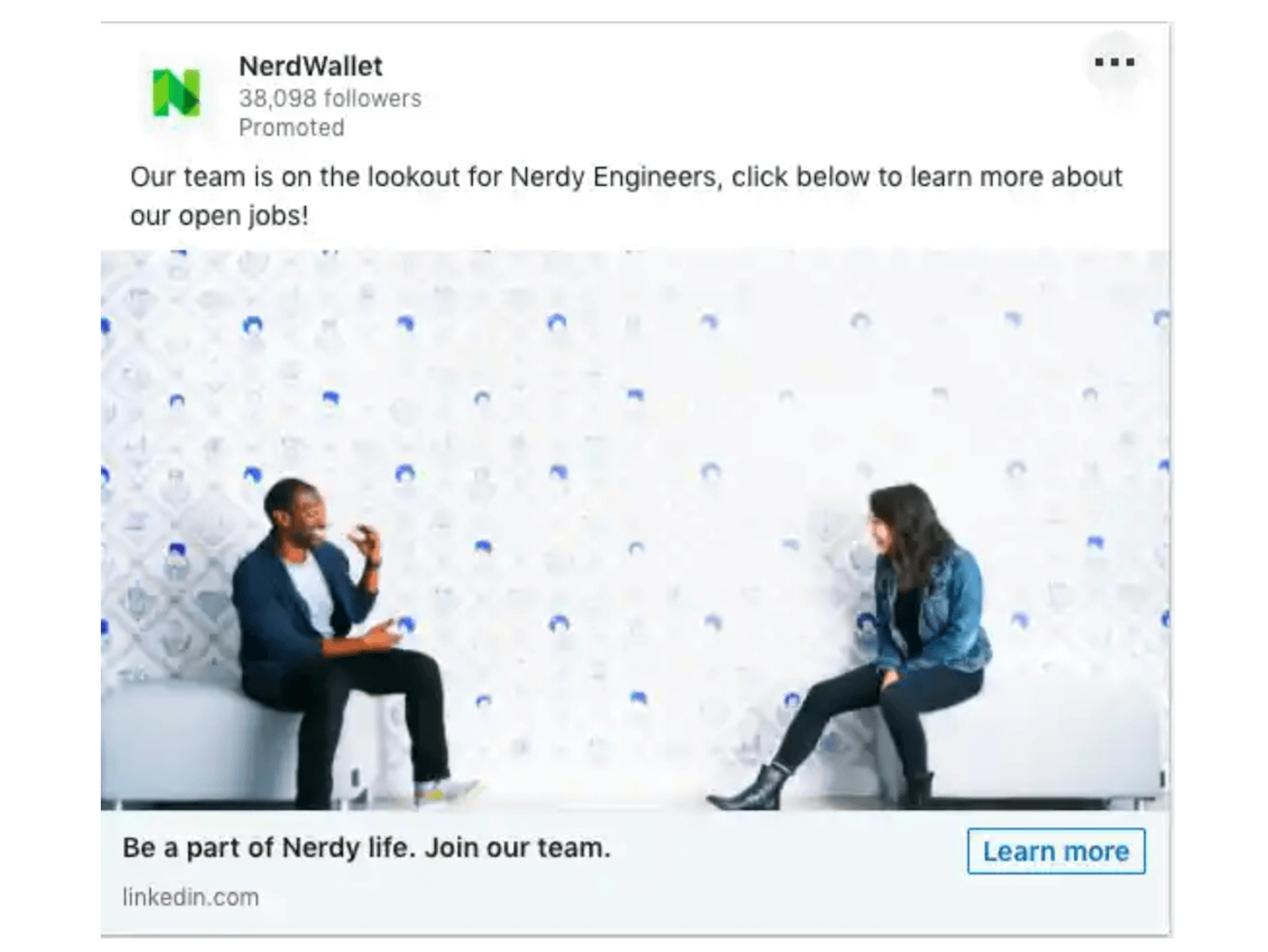 NerdWallet used LinkedIn Ads to promote its company culture and attract potential talent to their Careers Page.