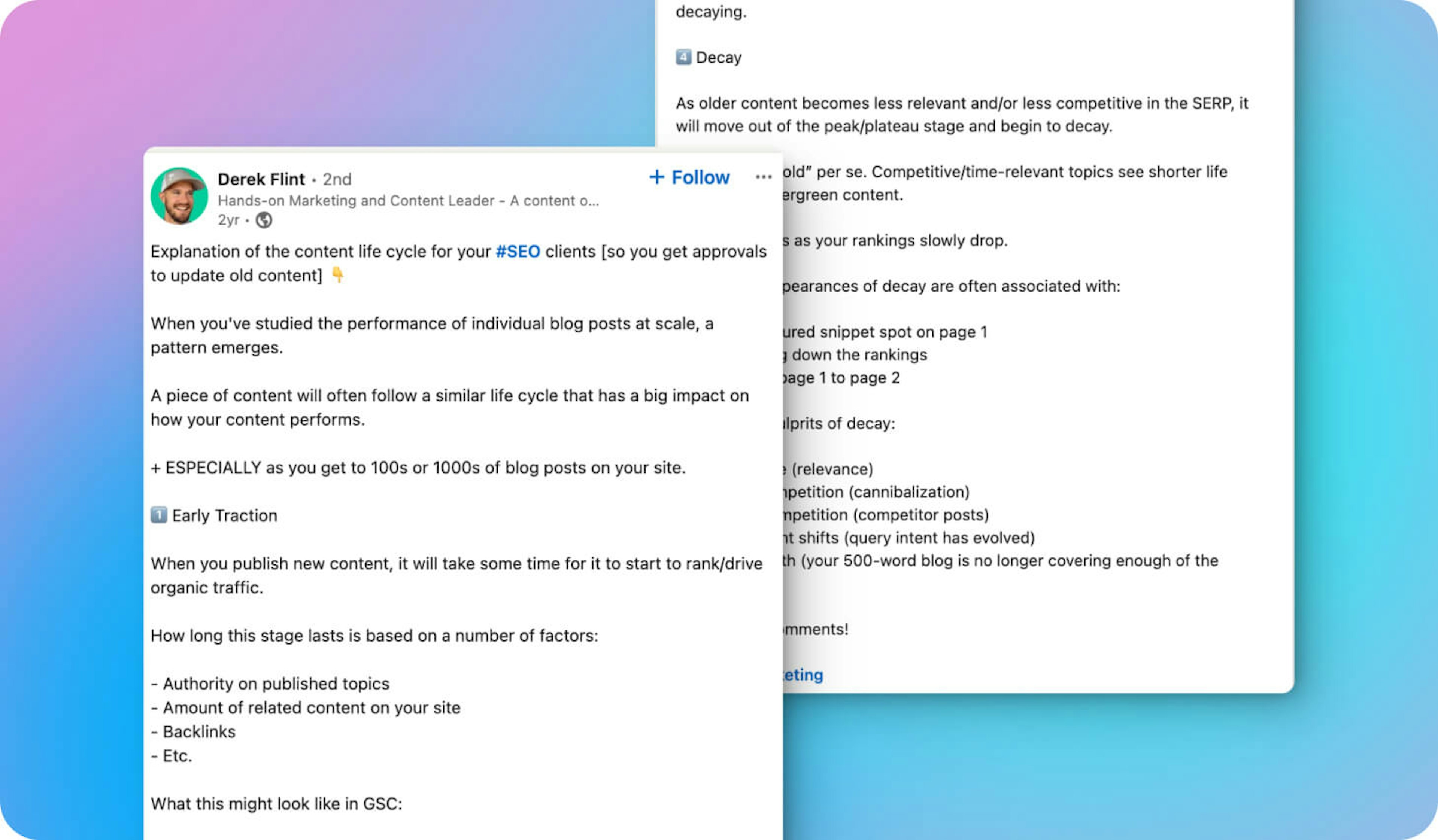 Bite-sized social media snippets - example by Derek Flint