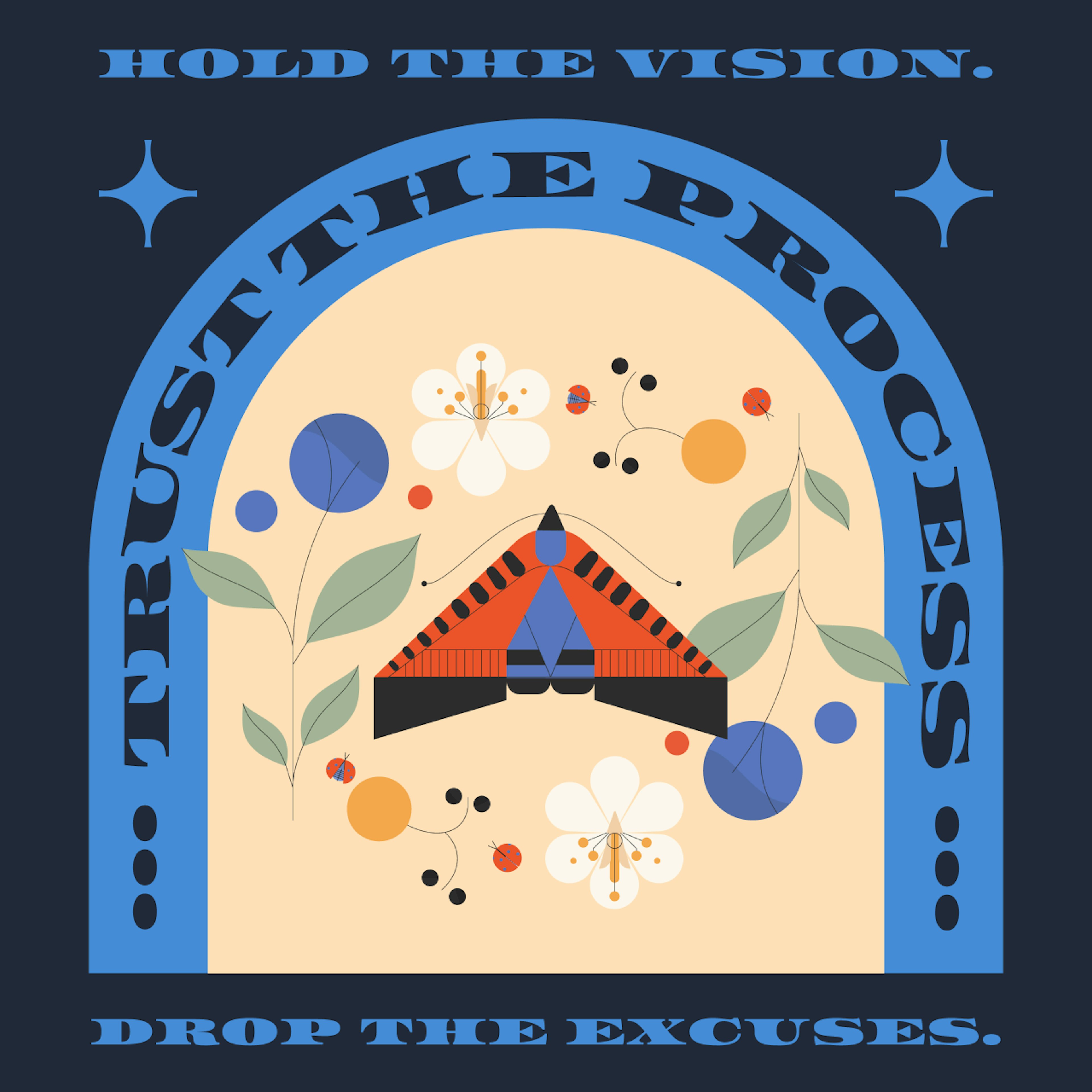 A vintage/retro design, using illustrations from our Offbeat style.